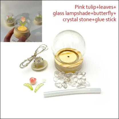 Mini Tulip Night Light Handmade DIY Material Cute Atmosphere Lamp Home Decor Birthday Gift For Girls Family Friends