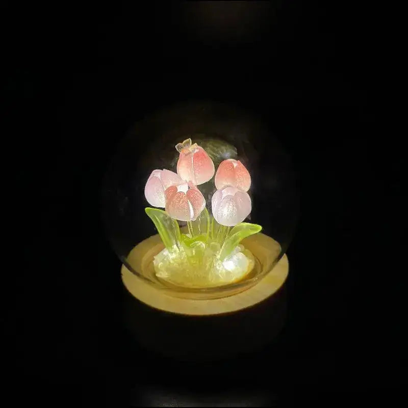 Mini Tulip Night Light Handmade DIY Material Cute Atmosphere Lamp Home Decor Birthday Gift For Girls Family Friends