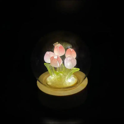 Mini Tulip Night Light Handmade DIY Material Cute Atmosphere Lamp Home Decor Birthday Gift For Girls Family Friends