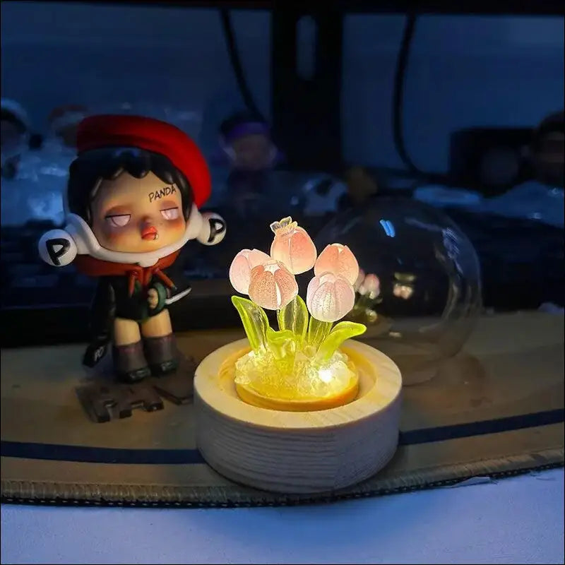 Mini Tulip Night Light Handmade DIY Material Cute Atmosphere Lamp Home Decor Birthday Gift For Girls Family Friends