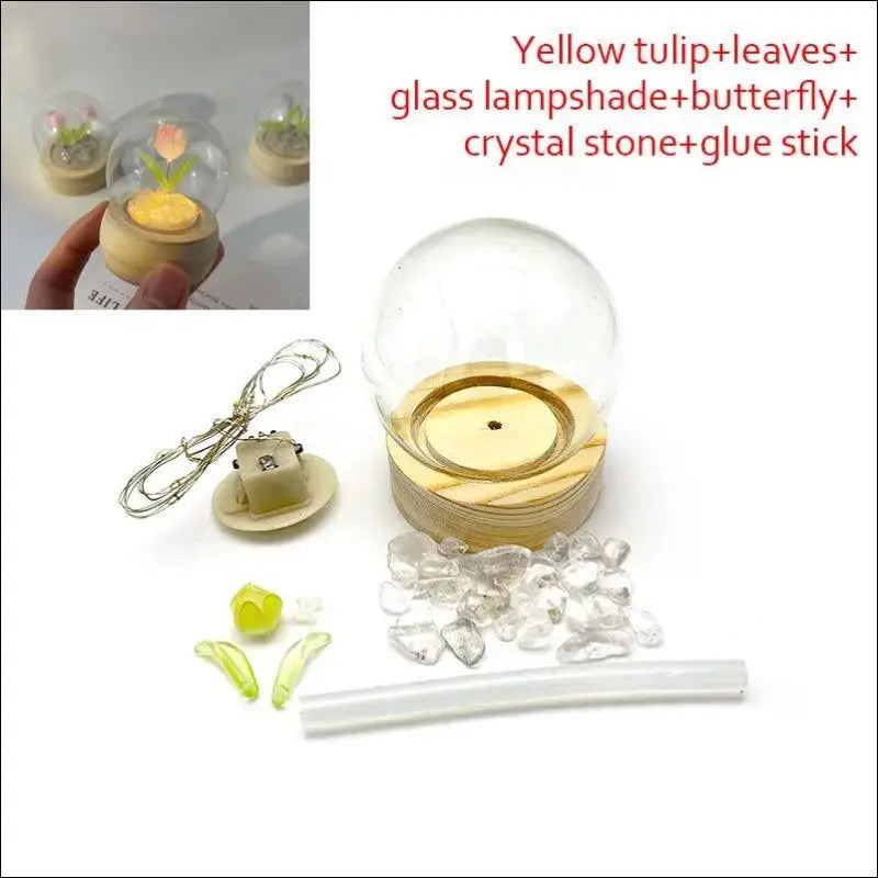 Mini Tulip Night Light Handmade DIY Material Cute Atmosphere Lamp Home Decor Birthday Gift For Girls Family Friends
