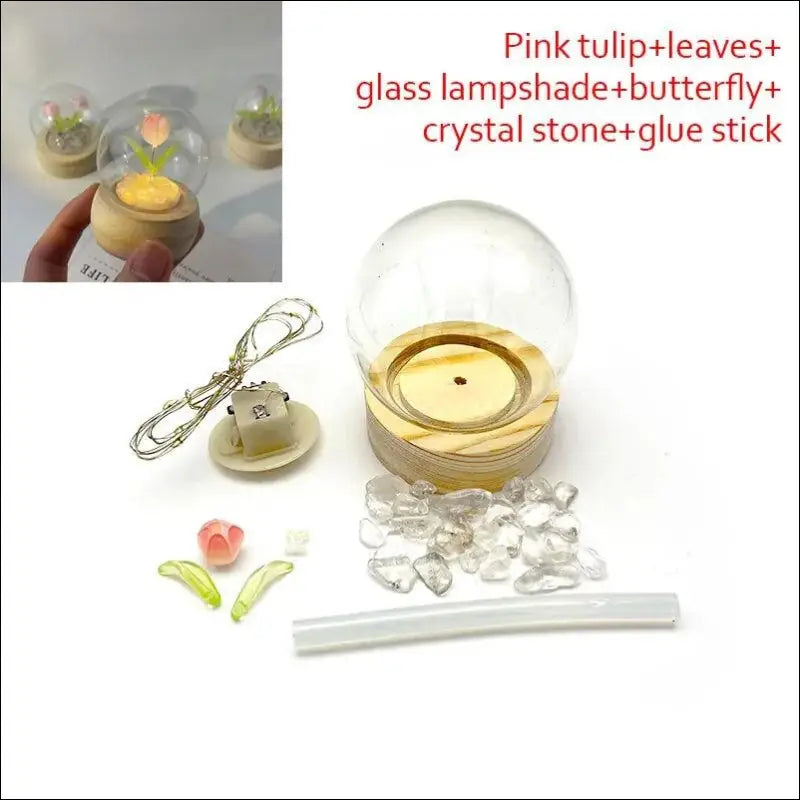 Mini Tulip Night Light Handmade DIY Material Cute Atmosphere Lamp Home Decor Birthday Gift For Girls Family Friends