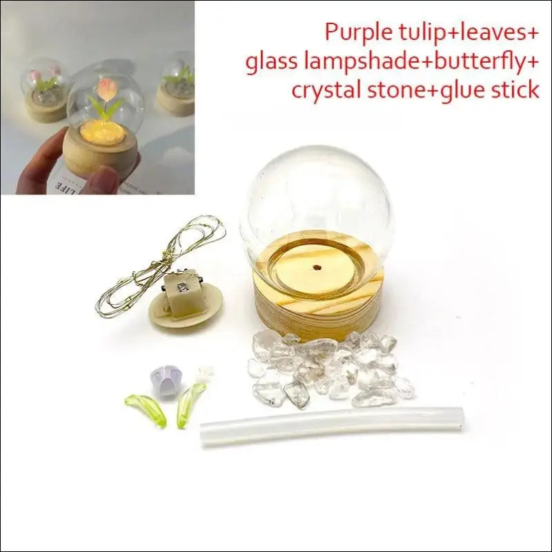 Mini Tulip Night Light Handmade DIY Material Cute Atmosphere Lamp Home Decor Birthday Gift For Girls Family Friends