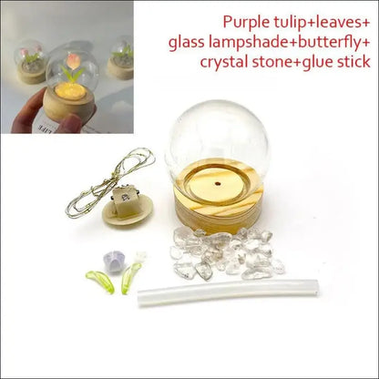 Mini Tulip Night Light Handmade DIY Material Cute Atmosphere Lamp Home Decor Birthday Gift For Girls Family Friends