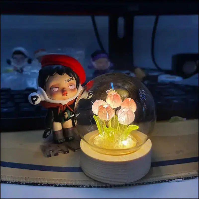 Mini Tulip Night Light Handmade DIY Material Cute Atmosphere Lamp Home Decor Birthday Gift For Girls Family Friends