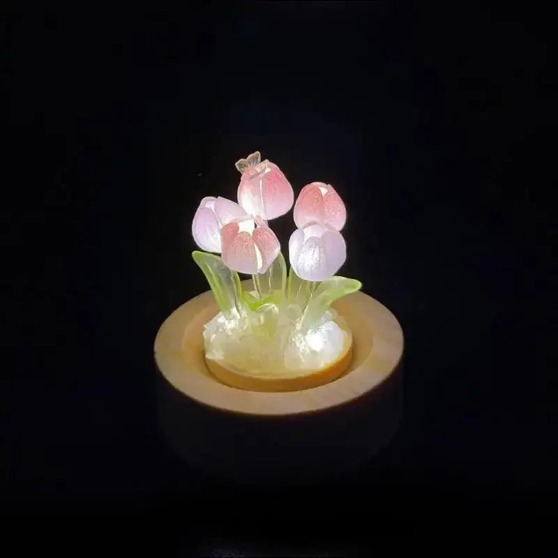 Mini Tulip Night Light Handmade DIY Material Cute Atmosphere Lamp Home Decor Birthday Gift For Girls Family Friends