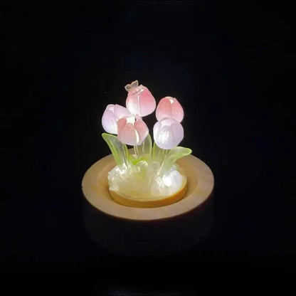 Mini Tulip Night Light Handmade DIY Material Cute Atmosphere Lamp Home Decor Birthday Gift For Girls Family Friends