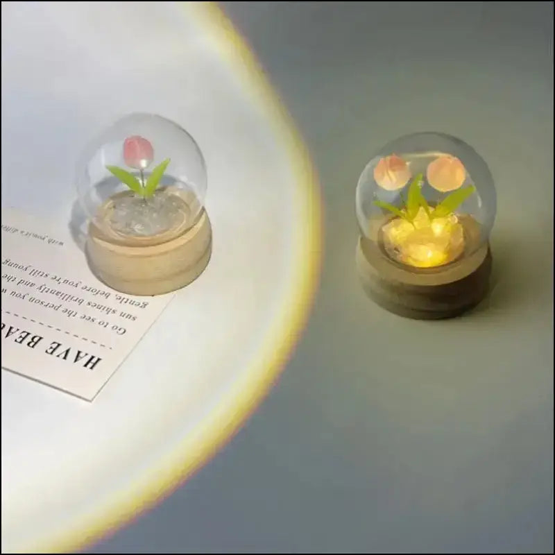 Mini Tulip Night Light Handmade DIY Material Cute Atmosphere Lamp Home Decor Birthday Gift For Girls Family Friends