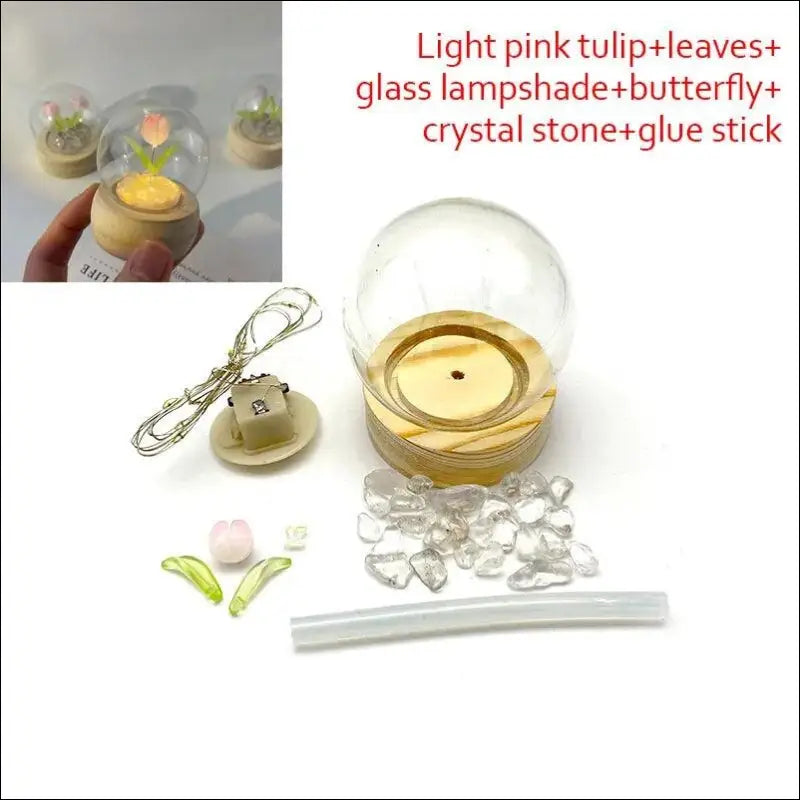 Mini Tulip Night Light Handmade DIY Material Cute Atmosphere Lamp Home Decor Birthday Gift For Girls Family Friends