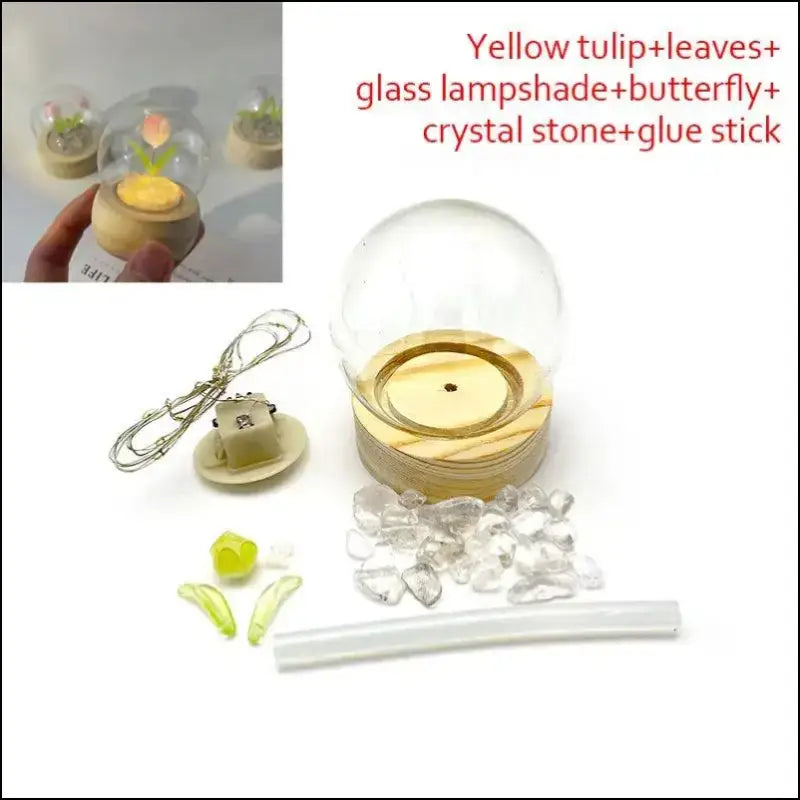 Mini Tulip Night Light Handmade DIY Material Cute Atmosphere Lamp Home Decor Birthday Gift For Girls Family Friends