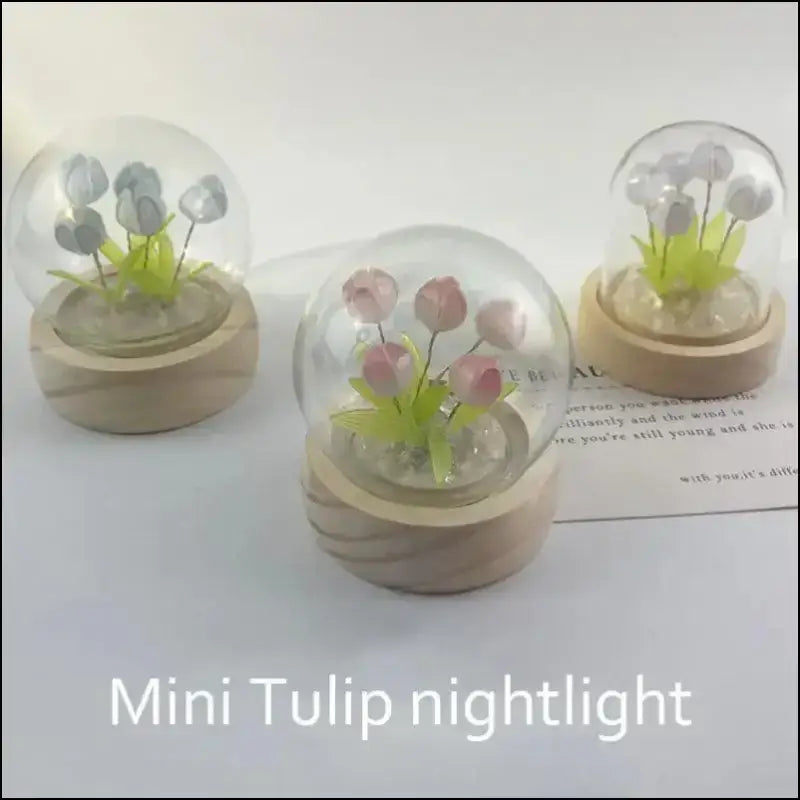 Mini Tulip Night Light Handmade DIY Material Cute Atmosphere Lamp Home Decor Birthday Gift For Girls Family Friends