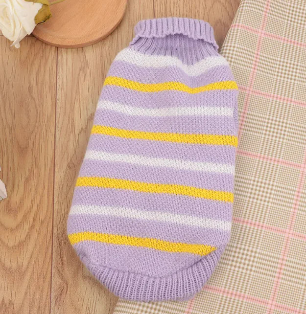 Multi Color Knitting Cat Sweater Lapel Casual