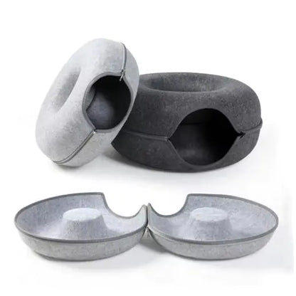 Round Woolen Cat Nest & Tunnel