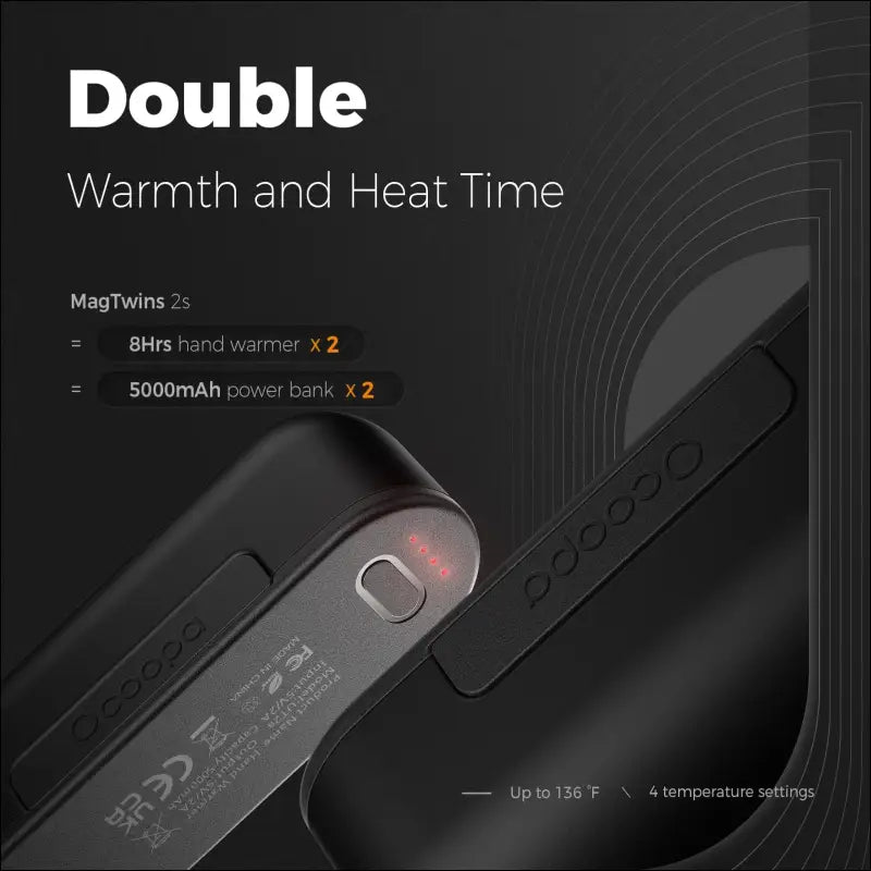 OCOOPA Rechargeable Hand Warmers 2 Pack - Magnetic Electric Heaters 16 Hrs Warmth 4 Heat Levels
