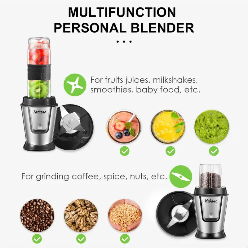 Personal Blender with 2 x 20oz Travel Bottles and Coffee Grinder Jar - Portable Smoothie - United States