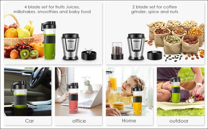 Personal Blender with 2 x 20oz Travel Bottles and Coffee Grinder Jar - Portable Smoothie - United States