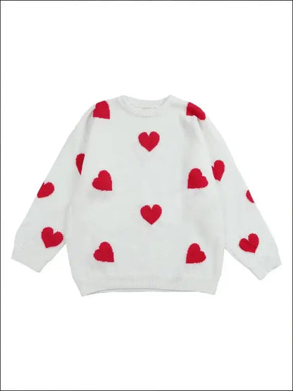 Plus Size Heart Pattern Sweater for Women | Valentine’s Day Casual Long Sleeve Drop Shoulder Pullover | Autumn Fashion