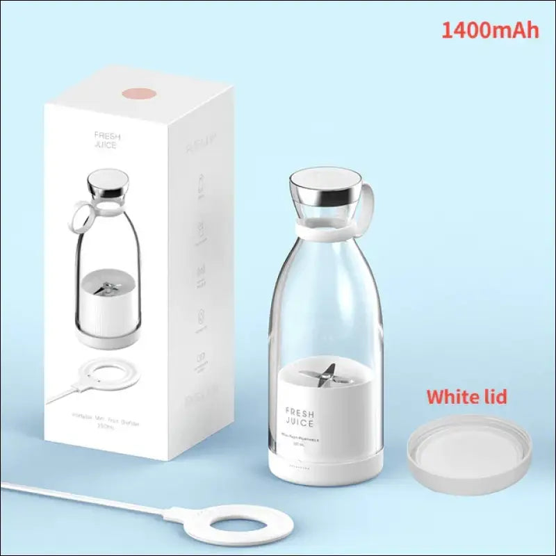Portable USB Electric Juicer Blender - Mini Fruit Mixer Multifunction Milkshake Maker Food & Juice Extractor - white