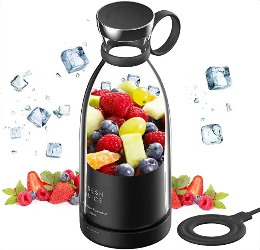 Portable USB Electric Juicer Blender - Mini Fruit Mixer Multifunction Milkshake Maker Food & Juice Extractor - black
