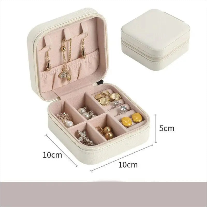 Portable Mini Jewelry Storage Box Travel Organizer Case Leather Earrings Necklace Ring Display