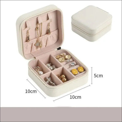 Portable Mini Jewelry Storage Box Travel Organizer Case Leather Earrings Necklace Ring Display