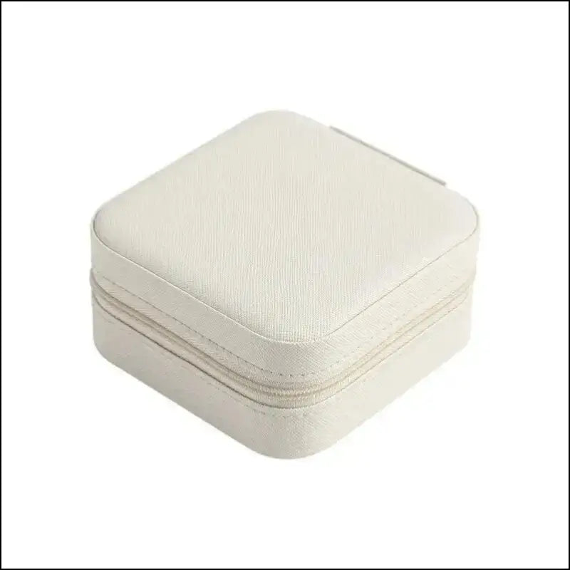 Portable Mini Jewelry Storage Box Travel Organizer Case Leather Earrings Necklace Ring Display - WHITE / S