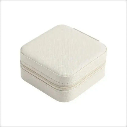 Portable Mini Jewelry Storage Box Travel Organizer Case Leather Earrings Necklace Ring Display - WHITE / S