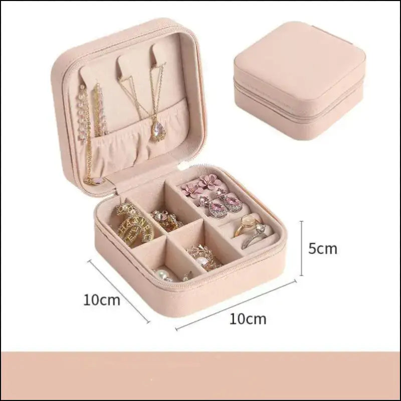 Portable Mini Jewelry Storage Box Travel Organizer Case Leather Earrings Necklace Ring Display