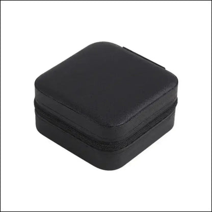 Portable Mini Jewelry Storage Box Travel Organizer Case Leather Earrings Necklace Ring Display - black / S