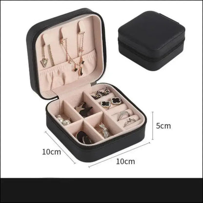 Portable Mini Jewelry Storage Box Travel Organizer Case Leather Earrings Necklace Ring Display