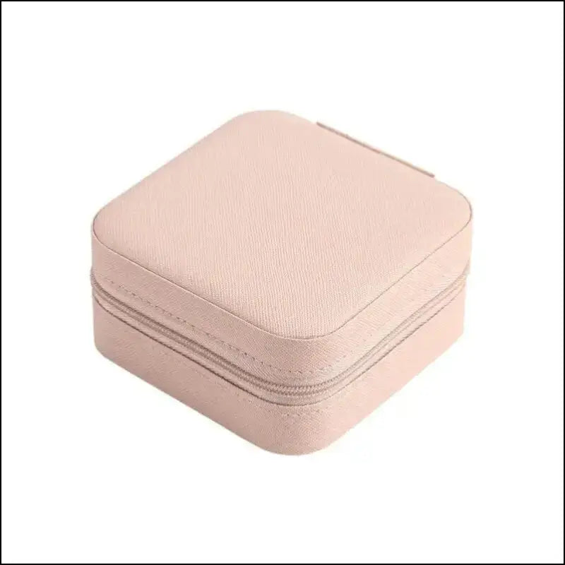 Portable Mini Jewelry Storage Box Travel Organizer Case Leather Earrings Necklace Ring Display - Pink / S