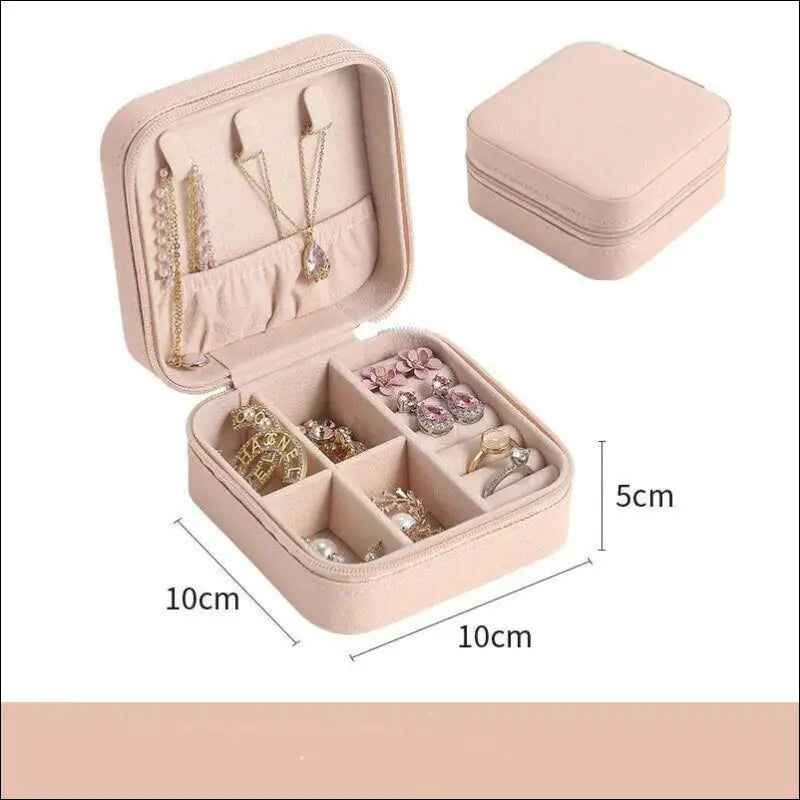 Portable Mini Jewelry Storage Box Travel Organizer Case Leather Earrings Necklace Ring Display