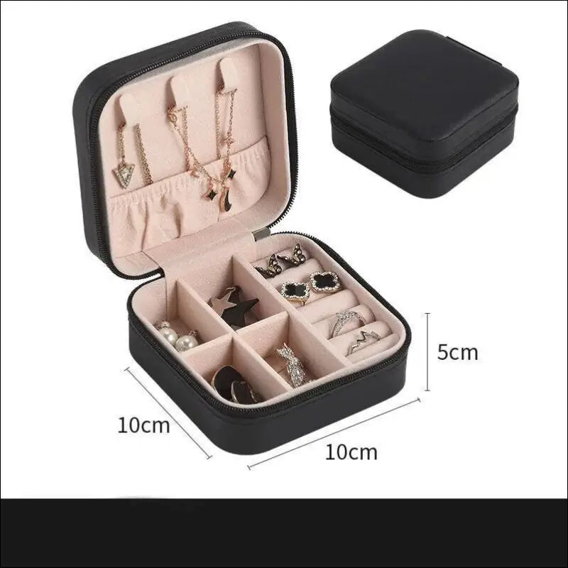 Portable Mini Jewelry Storage Box Travel Organizer Case Leather Earrings Necklace Ring Display