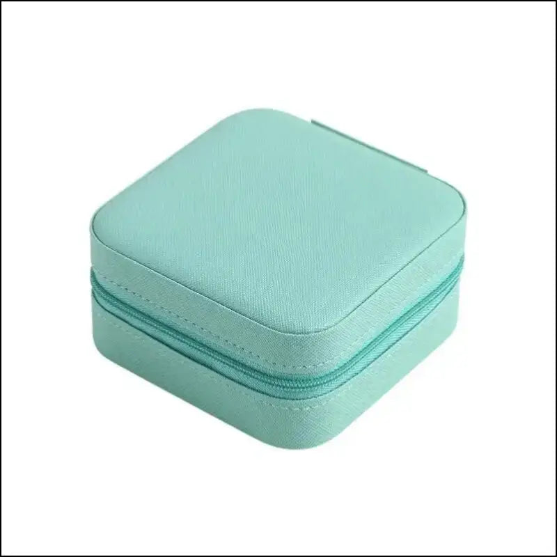 Portable Mini Jewelry Storage Box Travel Organizer Case Leather Earrings Necklace Ring Display - green / S