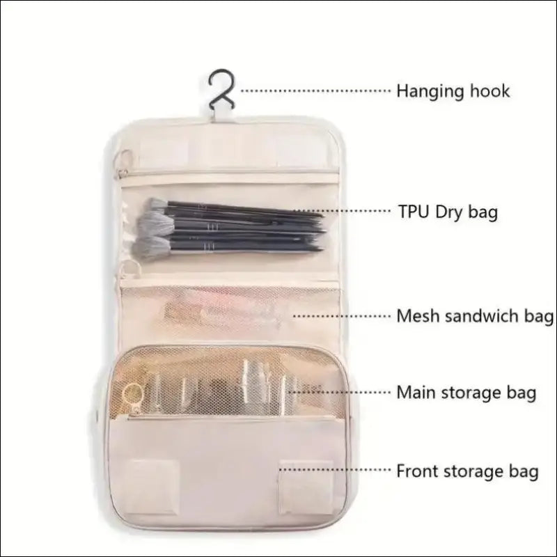 Portable Waterproof Travel Toiletry Bag | Hanging Storage with Mesh Pockets | Makeup & Cosmetic Accessories
