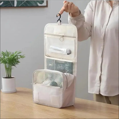 Portable Waterproof Travel Toiletry Bag | Hanging Storage with Mesh Pockets | Makeup & Cosmetic Accessories