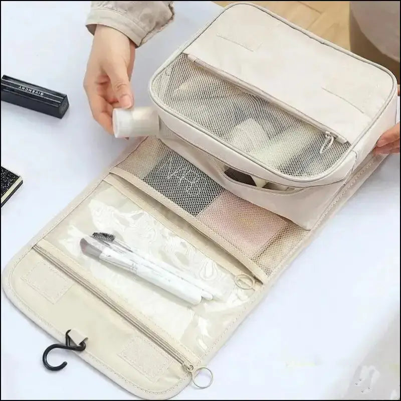 Portable Waterproof Travel Toiletry Bag | Hanging Storage with Mesh Pockets | Makeup & Cosmetic Accessories
