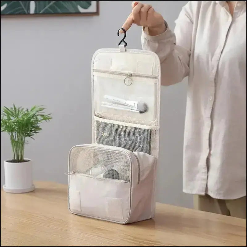 Portable Waterproof Travel Toiletry Bag | Hanging Storage with Mesh Pockets | Makeup & Cosmetic Accessories