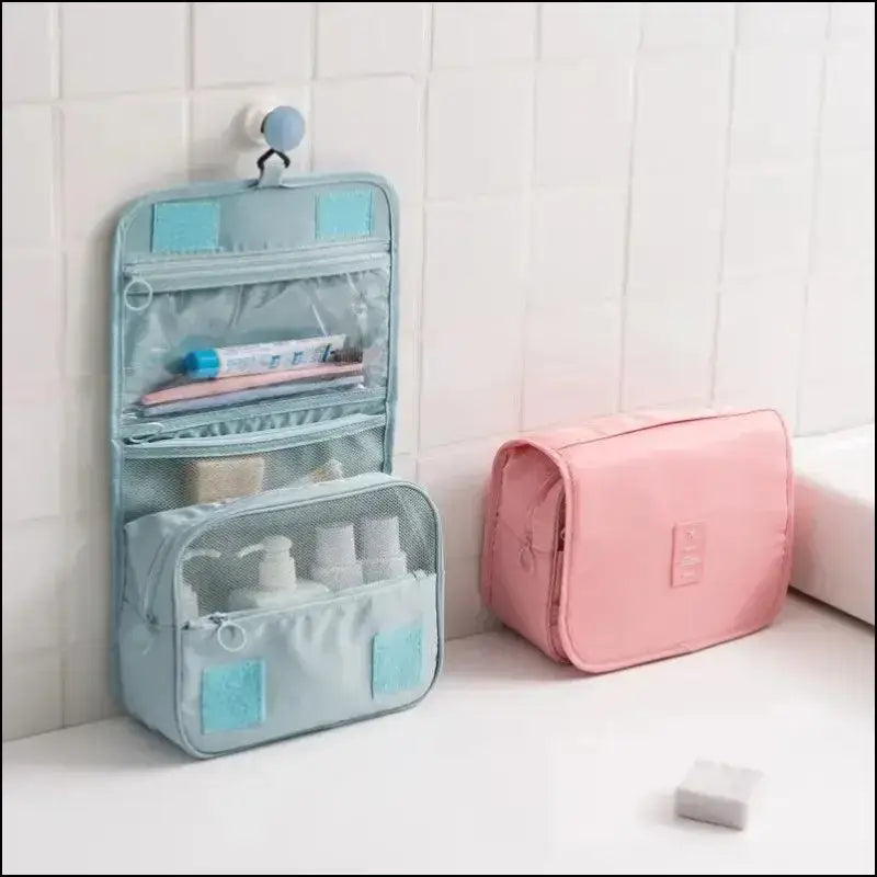 Portable Waterproof Travel Toiletry Bag | Hanging Storage with Mesh Pockets | Makeup & Cosmetic Accessories