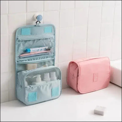Portable Waterproof Travel Toiletry Bag | Hanging Storage with Mesh Pockets | Makeup & Cosmetic Accessories