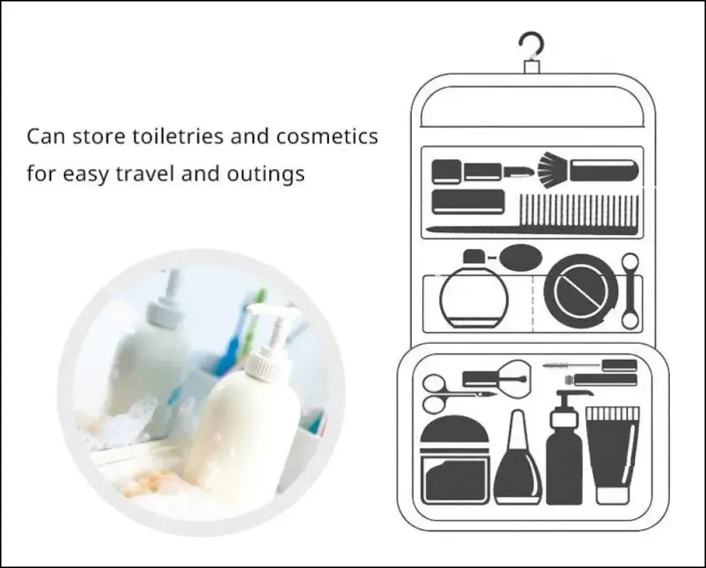 Portable Waterproof Travel Toiletry Bag | Hanging Storage with Mesh Pockets | Makeup & Cosmetic Accessories