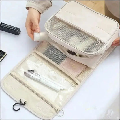 Portable Waterproof Travel Toiletry Bag | Hanging Storage with Mesh Pockets | Makeup & Cosmetic Accessories