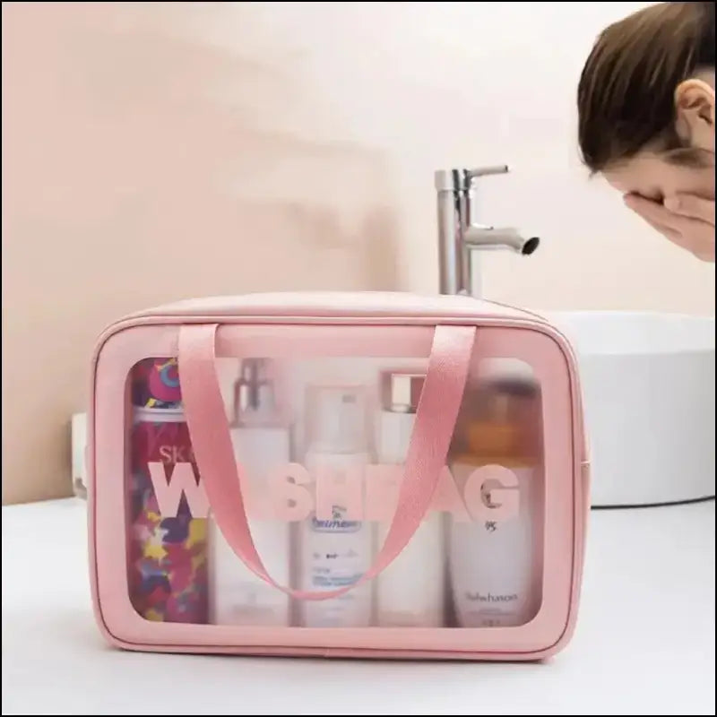 PU Frosted Clear Makeup Box | Waterproof Travel Toiletry Bag | Large Capacity Portable Storage | Children’s Lunch