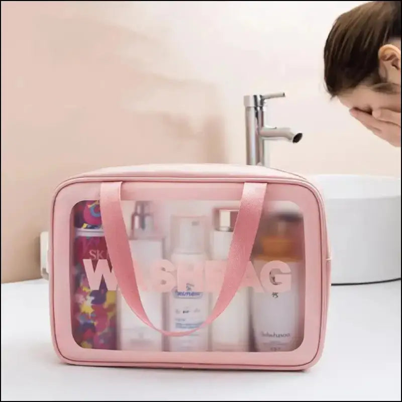 PU Frosted Clear Makeup Box | Waterproof Travel Toiletry Bag | Large Capacity Portable Storage | Children’s Lunch