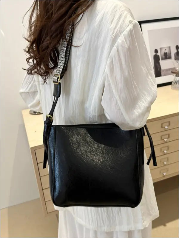 PU Leather Adjustable Strap Crossbody Bag with Pouch