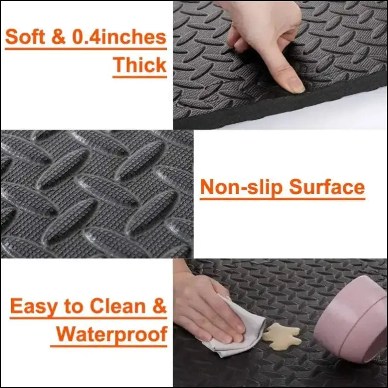 ’Puzzle Fitness Mat - EVA Interlocking Foam Floor Tiles for Sports Yoga Home Gym & Non-Slip Kids Play Mat’