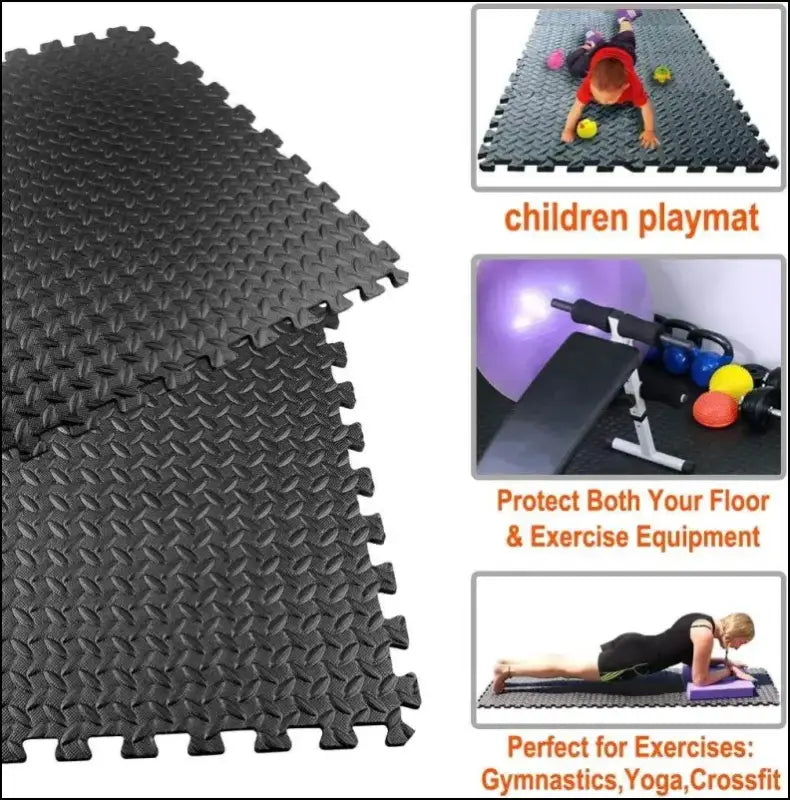 ’Puzzle Fitness Mat - EVA Interlocking Foam Floor Tiles for Sports Yoga Home Gym & Non-Slip Kids Play Mat’