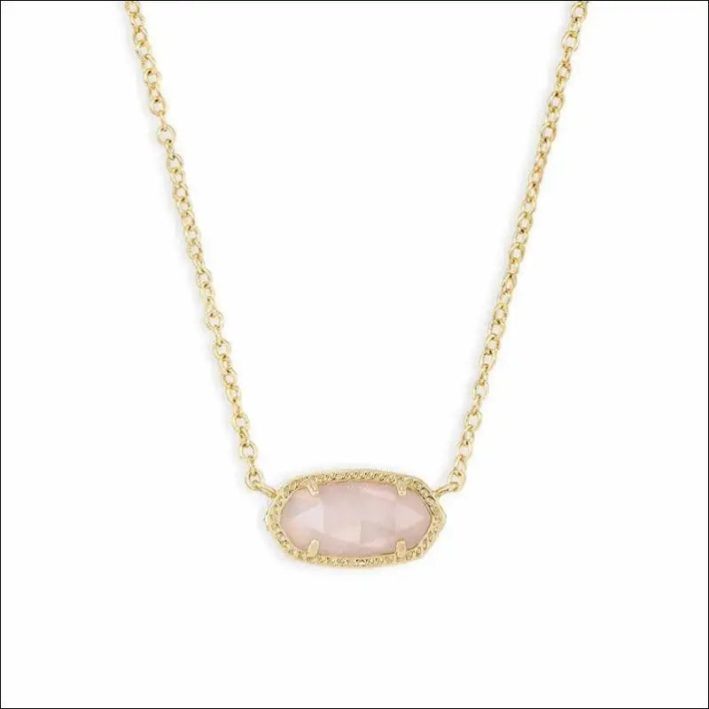 Real Golden Plated Crystal Gemstone Pendant Necklace for Women Mom Teen Girls Birthday Jewelry Gifts Her NO Card BRAND