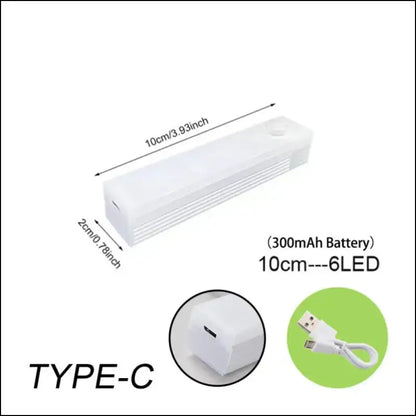 Rechargeable Motion Sensor LED Night Light | Wireless TYPE-C Cabinet & Wardrobe Lamp for Kitchen Staircase Backlighting