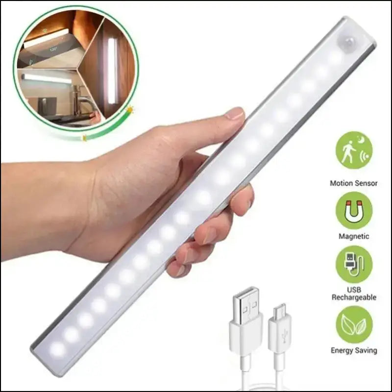 Rechargeable Motion Sensor LED Night Light | Wireless TYPE-C Cabinet & Wardrobe Lamp for Kitchen Staircase Backlighting
